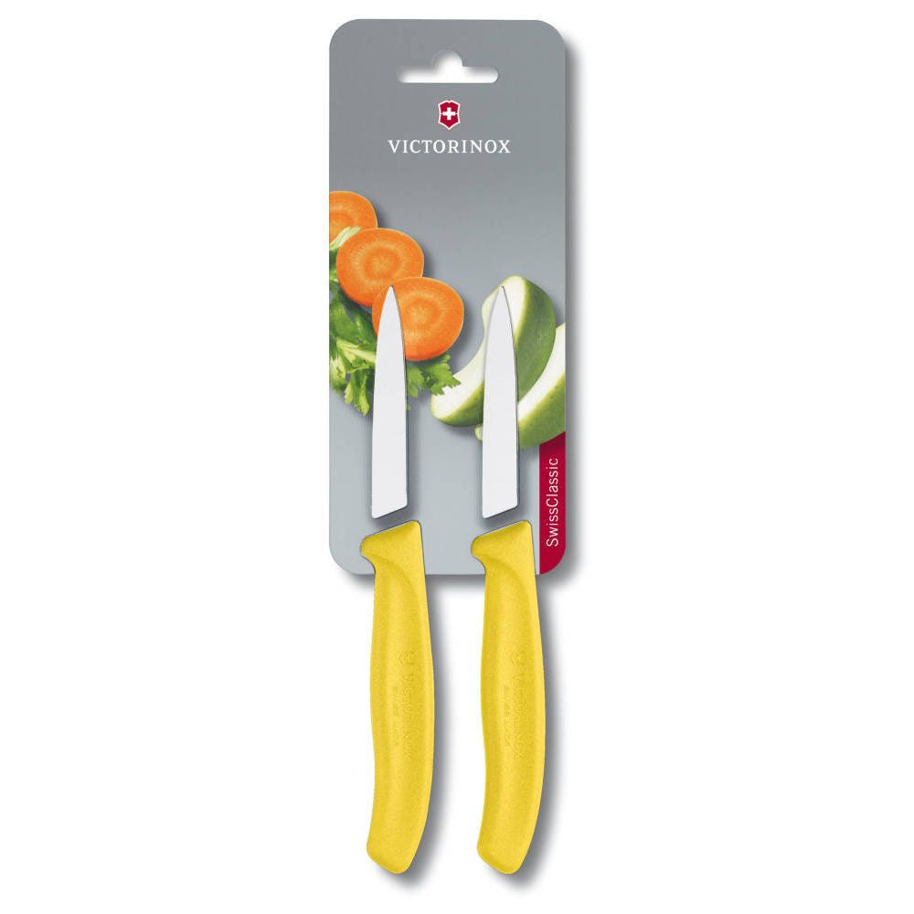 Swiss Classic Vegetable Knife Straight Pointed 8 cm Yellow 2 pcs