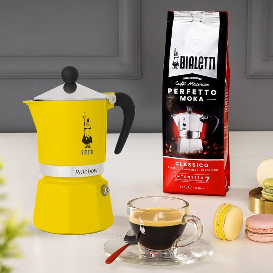 Moka kávovar rainbow, 6 šálok – žltý