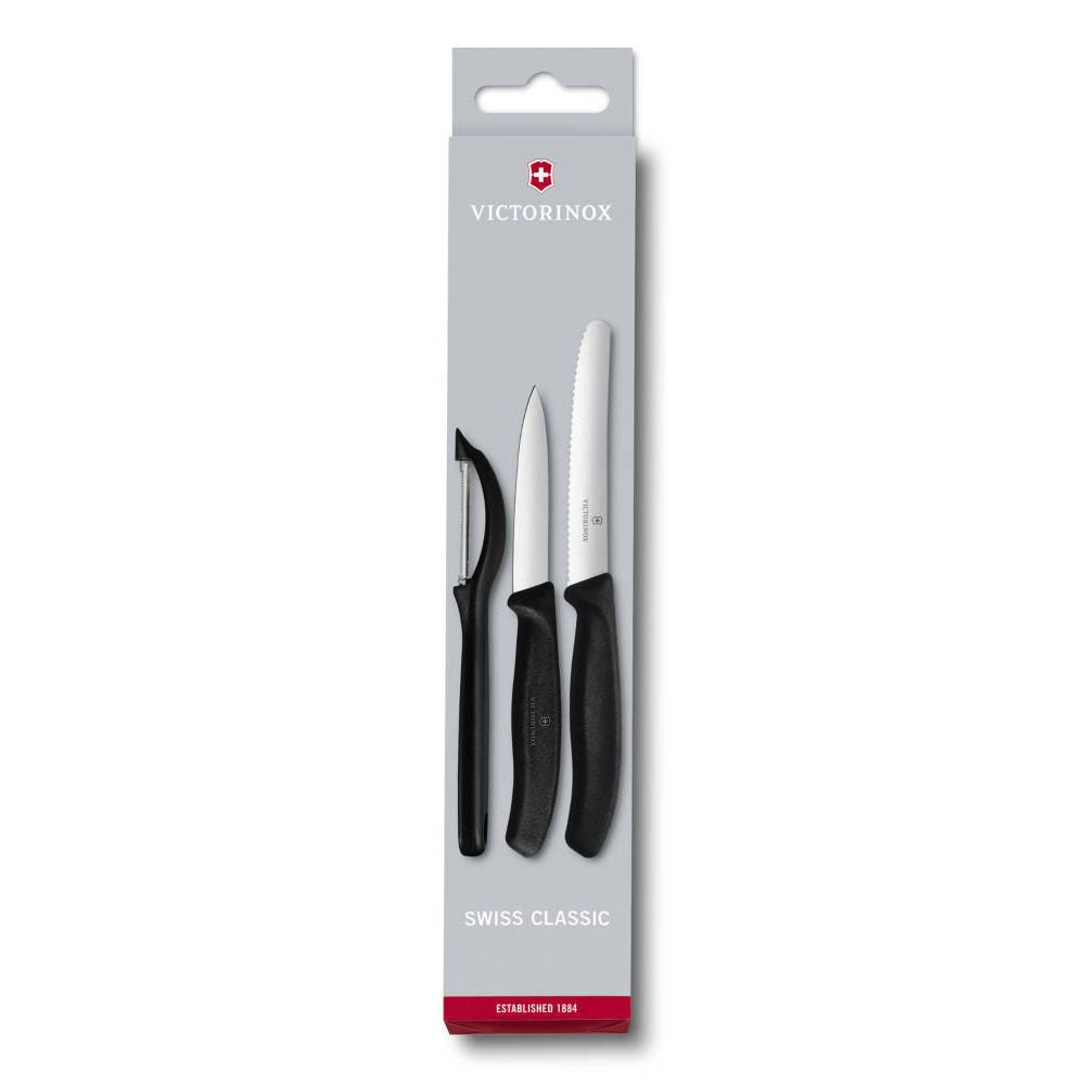 Swiss Classic Chopping Knife Set with Peeler 3 pcs Black