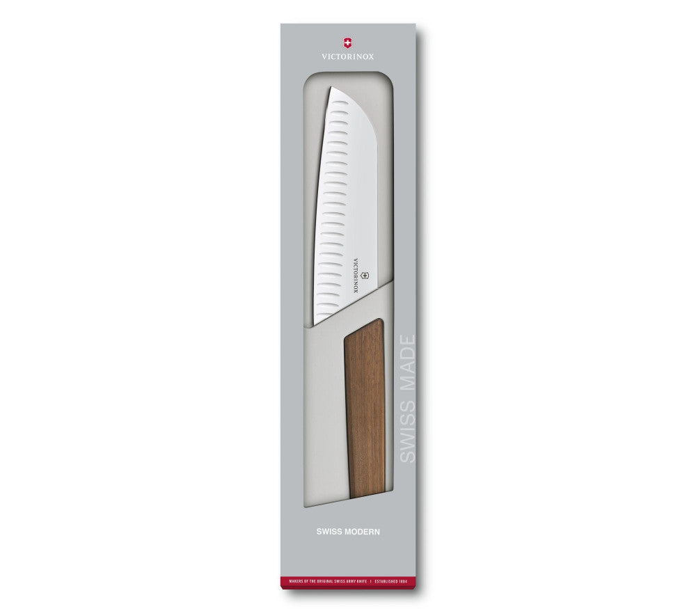 Swiss Modern Santoku Ribbed 17 cm – Walnut